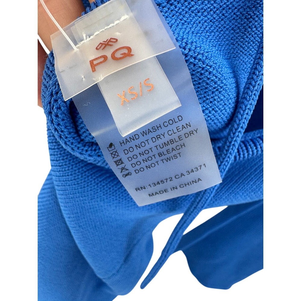 PQ Swim Tatiana Dress Knit Mini Blue Size XS/S Open Back with Back Ties - Picture 6 of 7